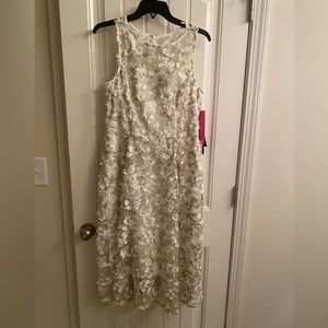 Ivory and gold below the knee dress